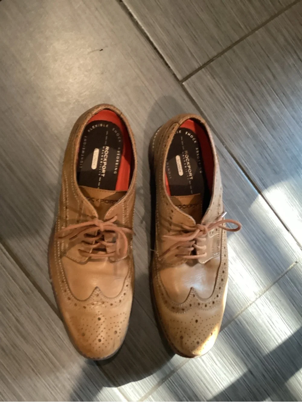 Rockport Men’s Tan Leather Brogue Derby Oxfords